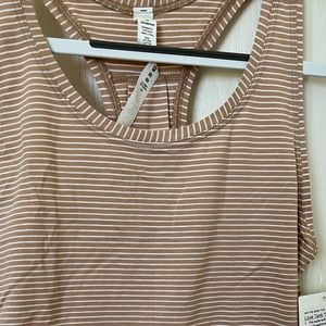 Lululemon Striped Love Tank Pleated sz 4 - beige with white stripes NWT